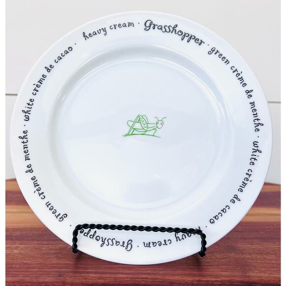 Pottery Barn Drinks Lingo Plates (4) Screwdriver Manhattan Grasshopper Zombie - Picture 5 of 6